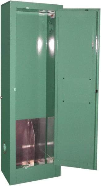Securall Cabinets - 1 Door, Green Steel Standard Safety Cabinet for Flammable and Combustible Liquids - 44" High x 14" Wide x 9" Deep, Manual Closing Door, 3 Point Key Lock, D, E Cylinder Capacity - Americas Industrial Supply