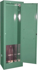 Securall Cabinets - 1 Door, Green Steel Standard Safety Cabinet for Flammable and Combustible Liquids - 44" High x 14" Wide x 9" Deep, Manual Closing Door, 3 Point Key Lock, D, E Cylinder Capacity - Americas Industrial Supply