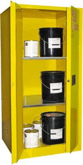 Securall Cabinets - 2 Door, 2 Shelf, Yellow Steel Standard Safety Cabinet for Flammable and Combustible Liquids - 65" High x 31" Wide x 31" Deep, Manual Closing Door, 3 Point Key Lock, 60 Gal Capacity - Americas Industrial Supply