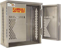 Securall Cabinets - 1 Door, 1 Shelf, Yellow Steel Standard Safety Cabinet for Flammable and Combustible Liquids - 33" High x 31" Wide x 16" Deep, Manual Closing Door, Padlockable Hasp, 20 or 33 Lb Cylinder Capacity - Americas Industrial Supply