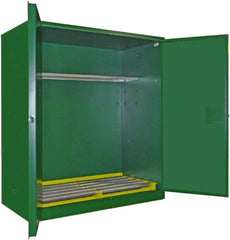 Securall Cabinets - 2 Door, 1 Shelf, Green Steel Standard Safety Cabinet for Flammable and Combustible Liquids - 65" High x 56" Wide x 31" Deep, Manual Closing Door, 3 Point Key Lock, 120 Gal Capacity - Americas Industrial Supply