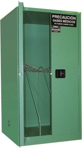 Securall Cabinets - 2 Door, Green Steel Standard Safety Cabinet for Flammable and Combustible Liquids - 65" High x 34" Wide x 34" Deep, Manual Closing Door, 3 Point Key Lock, H Cylinder Capacity - Americas Industrial Supply