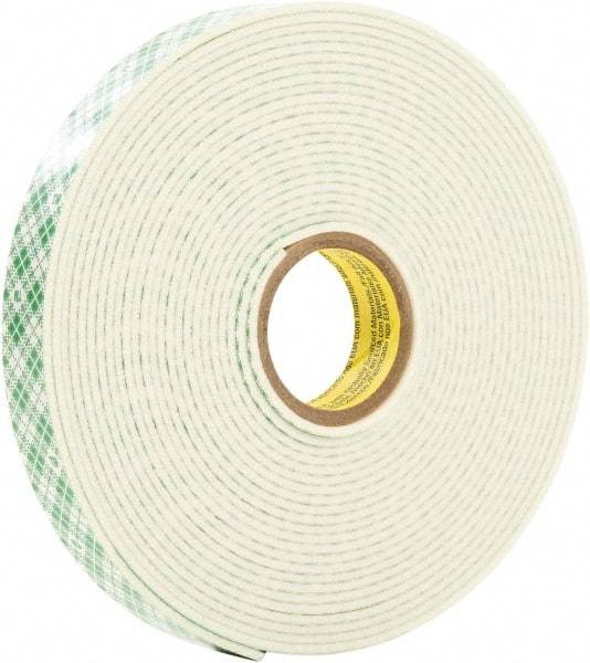 3M - 1/2" x 5 Yd Acrylic Adhesive Double Sided Tape - 0.04" Thick, Urethane Foam Liner, Series 4026W - Americas Industrial Supply