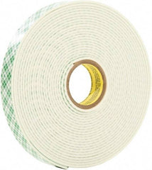 3M - 1/2" x 5 Yd Acrylic Adhesive Double Sided Tape - 0.04" Thick, Urethane Foam Liner, Series 4026W - Americas Industrial Supply