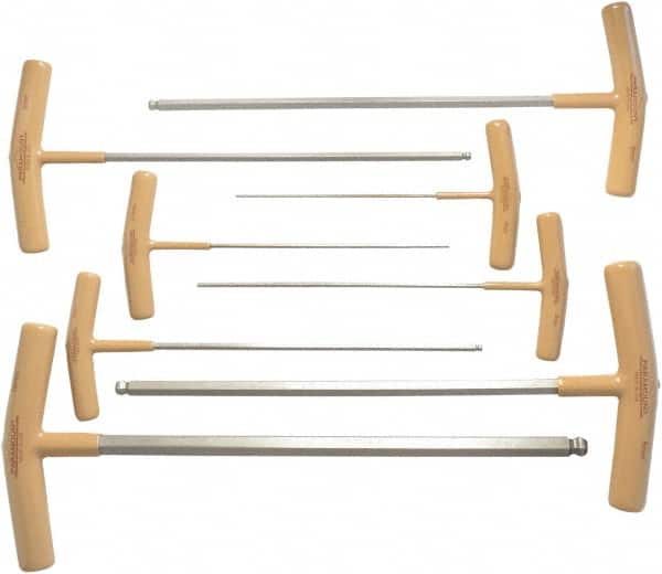 Paramount - 8 Piece T-Handle Cushion Grip Ball End Hex Key Set - Hex Range 2 to 10mm, Protanium High Torque Steel - Americas Industrial Supply