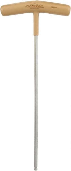 Paramount - 5mm Hex, T-Handle Cushion Grip, Ball End Hex Key - 9-45/64" OAL, Protanium High Torque Steel, Metric System of Measurement - Americas Industrial Supply