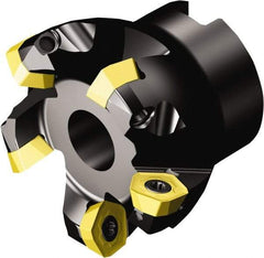 Sandvik Coromant - 2.4213" Cut Diam, 1" Arbor Hole, 0.0787" Max Depth of Cut, 19° Indexable Chamfer & Angle Face Mill - 6 Inserts, 419R-1405 Insert, Right Hand Cut, Through Coolant, Series CoroMill 419 - Americas Industrial Supply