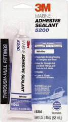 3M - 3 oz Tube White Polyurethane Marine Adhesive Sealant - 190°F Max Operating Temp, 48 hr Tack Free Dry Time - Americas Industrial Supply