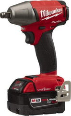 Milwaukee Tool - 1/2" Drive 18 Volt Pistol Grip Cordless Impact Wrench & Ratchet - 2,500 RPM, 0 to 3,200 BPM, 220 Ft/Lb Torque, 2 Lithium-Ion Batteries Included - Americas Industrial Supply