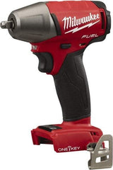 Milwaukee Tool - 3/8" Drive 18 Volt Pistol Grip Cordless Impact Wrench & Ratchet - 2,500 RPM, 0 to 3,200 BPM, 210 Ft/Lb Torque, Lithium-Ion Batteries Not Included - Americas Industrial Supply