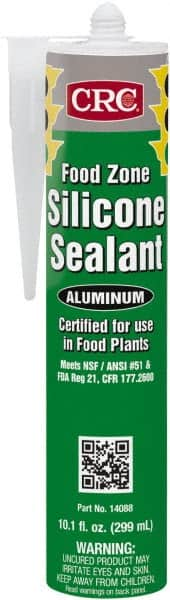 CRC - 10.1 oz Cartridge Silver Hydroxy-Terminated Polydimethylsiloxane/Silica Food Grade Silicone Sealant - -70 to 400°F Operating Temp, 60 min Tack Free Dry Time, 24 hr Full Cure Time - Americas Industrial Supply