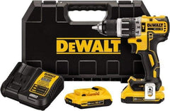 DeWALT - 20 Volt 1/2" Metal Single Sleeve w Carbide Jaws Ratcheting Chuck Chuck Cordless Hammer Drill - 0 to 34,000 BPM, 0 to 500 & 0 to 2,000 RPM, Reversible, Mid-Handle - Americas Industrial Supply