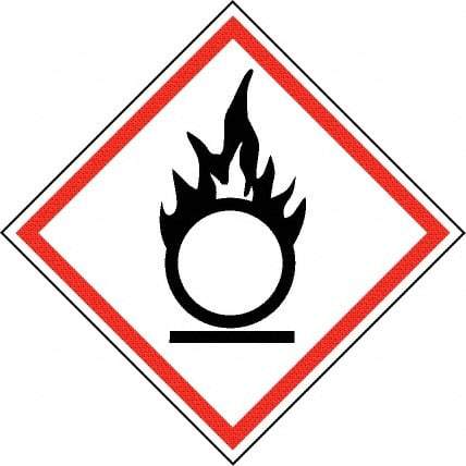 NMC - Hazardous Materials Label, Header: Oxidizer Warning - Legend: GHS - Graphic, English, Black & Red, 4" Long x 4" High, No Coating - Americas Industrial Supply