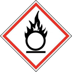 NMC - Hazardous Materials Label, Header: Oxidizer Warning - Legend: GHS - Graphic, English, Black & Red, 4" Long x 4" High, No Coating - Americas Industrial Supply