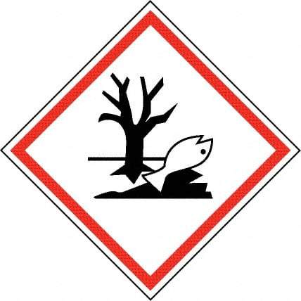 NMC - Hazardous Materials Label, Header: Dangerous for Environment Warning - Legend: GHS - Graphic, English, Black & Red, 4" Long x 4" High, No Coating - Americas Industrial Supply