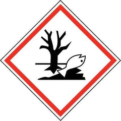NMC - Hazardous Materials Label, Header: Dangerous for Environment Warning - Legend: GHS - Graphic, English, Black & Red, 4" Long x 4" High, No Coating - Americas Industrial Supply
