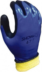 SHOWA - Size M (7) Nitrile Coated Nitrile Foam Cold Protection Work Gloves - For General Purpose, Fully Coated, Knit Wrist Cuff, Full Fingered, Blue/Black, Paired - Americas Industrial Supply