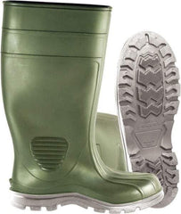 PRO-SAFE - Unisex Size 9 Medium Width Steel Work Boot - Green, PVC Blend Upper, 15" High, Non-Slip, Waterproof - Americas Industrial Supply