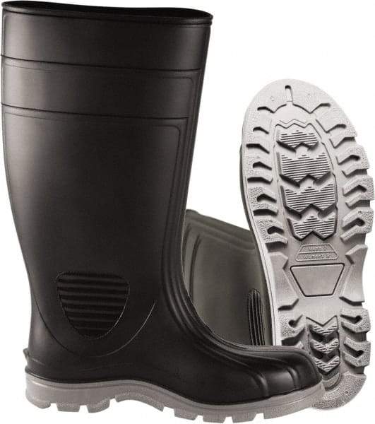 PRO-SAFE - Unisex Size 10 Medium Width Steel Work Boot - Black, PVC Blend Upper, 15" High, Non-Slip, Waterproof - Americas Industrial Supply