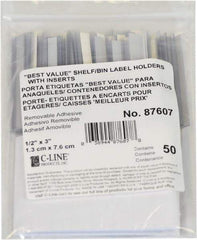 C-LINE - 3" Long x 1/2" Wide, Self Adhesive Back, Label Holder - Clear - Americas Industrial Supply