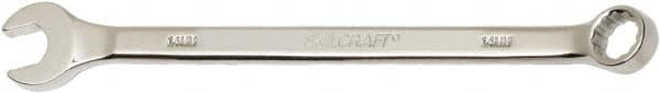 Ability One - 14mm 12 Point Combination Wrench - 15° Offset Angle, Steel, Chrome Finish - Americas Industrial Supply
