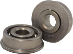 USDI - 1 Row, 1-1/16" OD, 3/8" Bore Diam, Round Open Conveyor Roller Bearing - 75 Lb Capacity, 550 Max RPM, with Flange, Steel with Steel Housing - Americas Industrial Supply