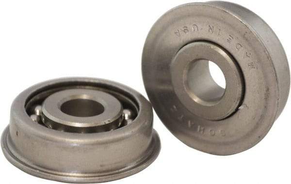 USDI - 1 Row, 1-3/4" OD, 1/2" Bore Diam, Round Open Conveyor Roller Bearing - 195 Lb Capacity, 550 Max RPM, with Flange, Steel with Steel Housing - Americas Industrial Supply