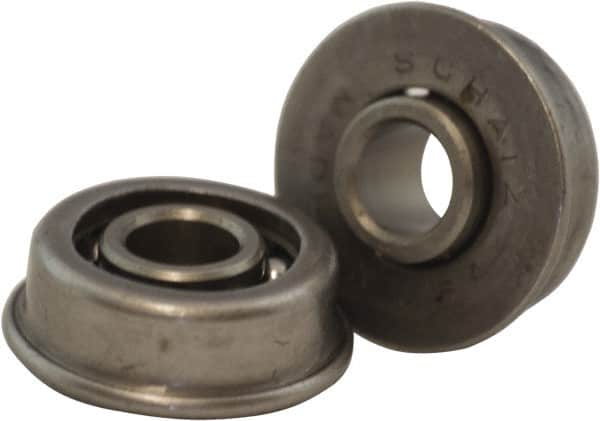 USDI - 1 Row, 11/16" OD, 1/4" Bore Diam, Round Open Conveyor Roller Bearing - 35 Lb Capacity, 550 Max RPM, with Flange, Steel with Steel Housing - Americas Industrial Supply