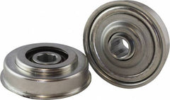 USDI - 1 Row, 3.19" OD, 11/16" Hex Open Conveyor Roller Bearing - 425 Lb Capacity, 550 Max RPM, with Flange, Steel with Zinc Housing - Americas Industrial Supply