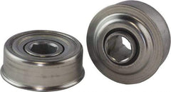 USDI - 1 Row, 2.265" OD, 11/16" Hex Open Conveyor Roller Bearing - 425 Lb Capacity, 550 Max RPM, with Flange, Steel with Zinc Housing - Americas Industrial Supply
