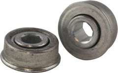 USDI - 1 Row, 0.908" OD, 5/16" Hex Open Conveyor Roller Bearing - 35 Lb Capacity, 550 Max RPM, with Flange, Steel with Zinc Housing - Americas Industrial Supply