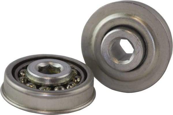 USDI - 1 Row, 1.897" OD, 7/16" Hex Single Seal Conveyor Roller Bearing - 190 Lb Capacity, 550 Max RPM, with Flange, Steel with Zinc Housing - Americas Industrial Supply