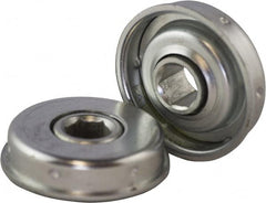 USDI - 1 Row, 1.668" OD, 7/16" Hex Open Conveyor Roller Bearing - 140 Lb Capacity, 550 Max RPM, with Flange, Steel with Zinc Housing - Americas Industrial Supply