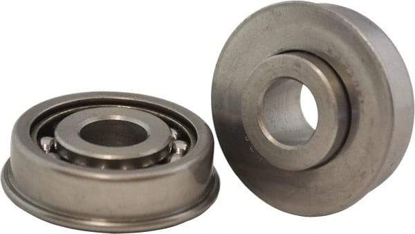 USDI - 1 Row, 1-1/2" OD, 5/8" Bore Diam, Round Open Conveyor Roller Bearing - 135 Lb Capacity, 550 Max RPM, with Flange, Steel with Steel Housing - Americas Industrial Supply
