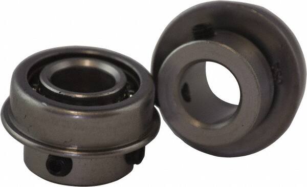 USDI - 1 Row, 1-1/8" OD, 1/2" Bore Diam, Round Open Conveyor Roller Bearing - 80 Lb Capacity, 550 Max RPM, with Flange, Steel with Steel Housing - Americas Industrial Supply