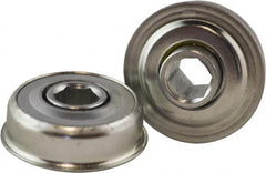 USDI - 1 Row, 1-1/2" OD, 7/16" Hex Double Seal Conveyor Roller Bearing - 145 Lb Capacity, 550 Max RPM, with Flange, Steel with Zinc Housing - Americas Industrial Supply