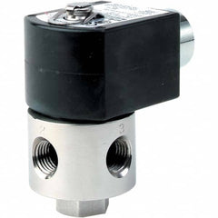 Solenoid Valve: 3-Way, 1/8″ Port Normally Closed, Brass, NBR Seal, 120/60 to 110/50Vac