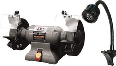 Jet - 8" Wheel Diam x 1" Wheel Width, 1 hp Grinder - 0.63" Arbor Hole Diam, 1 Phase, 3,450 Max RPM, 115 Volts - Americas Industrial Supply