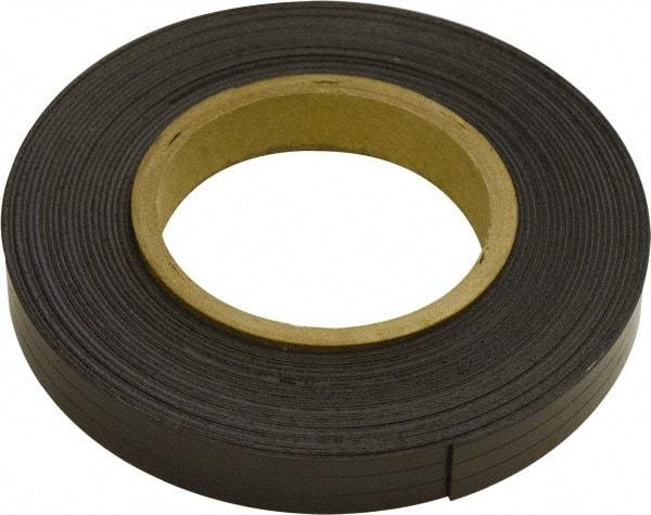 Mag-Mate - 300" Long x 1" Wide x 1/32" Thick Flexible Magnetic Strip - 8 Lb Max Pull Force, 4 Linear Ft/Lb Magnetic Pull Force, Plain Back, Dark Brown - Americas Industrial Supply