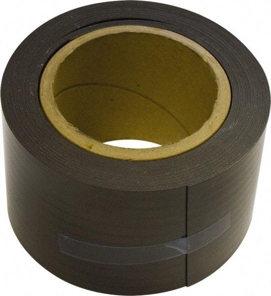 Mag-Mate - 25' Long x 3" Wide x 1/32" Thick Flexible Magnetic Strip - 24 Lb Max Pull Force, 12 Linear Ft/Lb Magnetic Pull Force, Plain Back, Dark Brown - Americas Industrial Supply