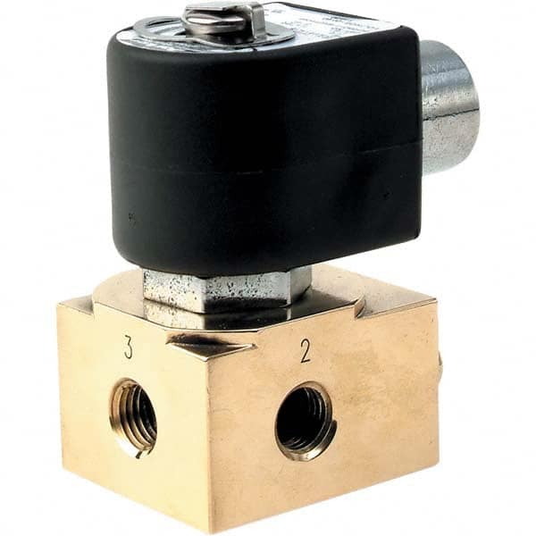 Parker - 120/60 - 110/50 VAC 3/8" NPT Port Brass Three-Way Quick Exhaust Solenoid Valve - Americas Industrial Supply