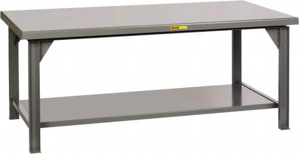 Little Giant - 84 Wide x 42" Deep x 34" High, 7 Gauge Steel Workbench - Fixed Legs, Gray - Americas Industrial Supply