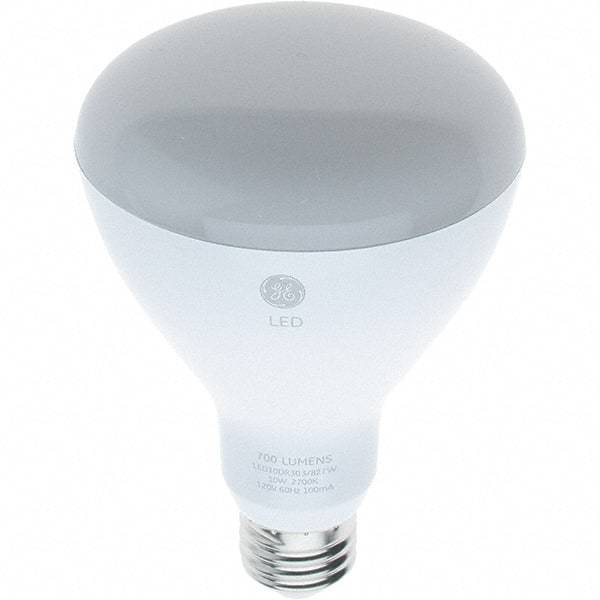 GE Lighting - 10 Watt LED Flood/Spot Medium Screw Lamp - 2,700°K Color Temp, 700 Lumens, 120 Volts, Dimmable, BR30, 25,000 hr Avg Life - Americas Industrial Supply