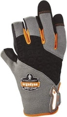 Ergodyne - Size L (9) Polyester Blend Work Gloves - For Mechanic's & Lifting, Uncoated, Hook & Loop Cuff, (3) Half Fingered/(2) Full Fingered, Black/Gray, Paired - Americas Industrial Supply