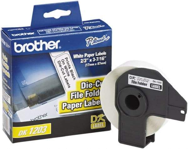 Brother - 0.66" Wide x 3.4" Long, White Paper File Folder Label - For PC Label Printers - Americas Industrial Supply