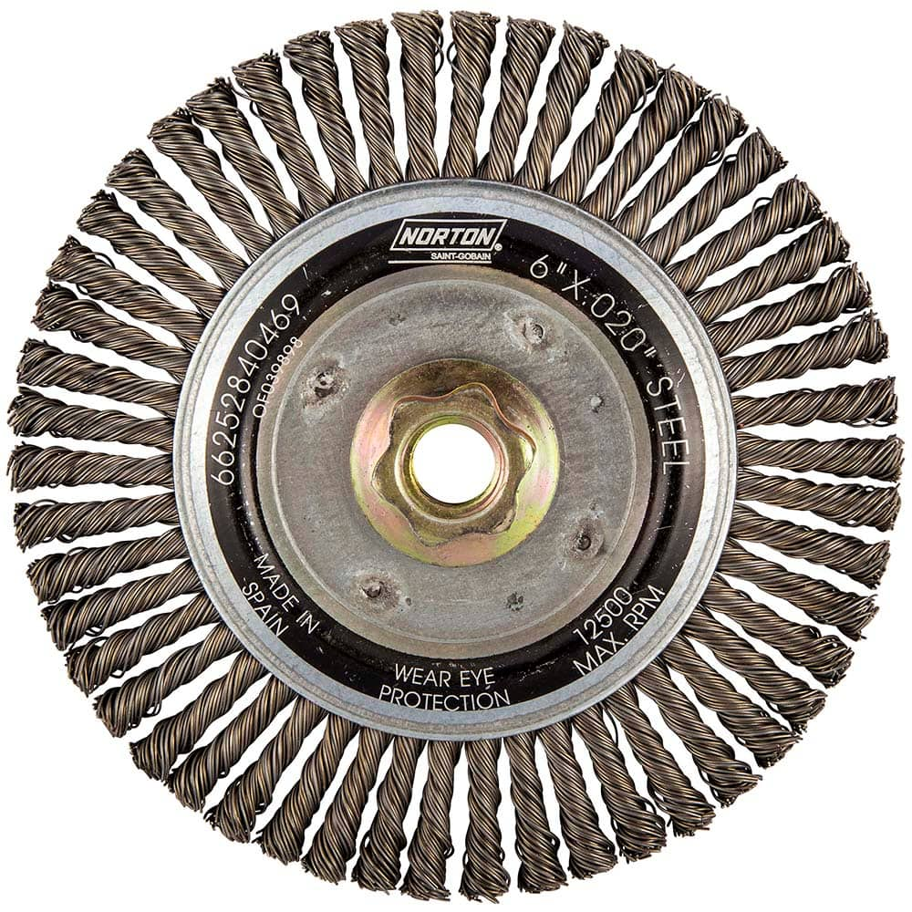 Norton - 6" OD, 5/8-11 Arbor Hole, Stringer Bead Carbon Wheel Brush - Americas Industrial Supply