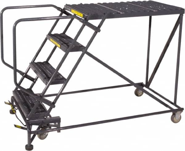 Ballymore - 40" 4 Step Single Entry Work Platform - Rolling Work Platform, 800 Lb Capacity, 40" Platform Height, 38" Base Width x 90" Base Depth, Heavy-Duty Serrated Grating - Americas Industrial Supply