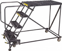 Ballymore - 40" 4 Step Single Entry Work Platform - Rolling Work Platform, 800 Lb Capacity, 40" Platform Height, 38" Base Width x 54" Base Depth, Heavy-Duty Serrated Grating - Americas Industrial Supply