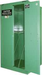 Securall Cabinets - 1 Door, Green Steel Standard Safety Cabinet for Flammable and Combustible Liquids - 46" High x 43" Wide x 18" Deep, Self Closing Door, 3 Point Key Lock, H Cylinder Capacity - Americas Industrial Supply