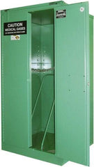 Securall Cabinets - 2 Door, Green Steel Standard Safety Cabinet for Flammable and Combustible Liquids - 67" High x 34" Wide x 34" Deep, Self Closing Door, 3 Point Key Lock, H Cylinder Capacity - Americas Industrial Supply